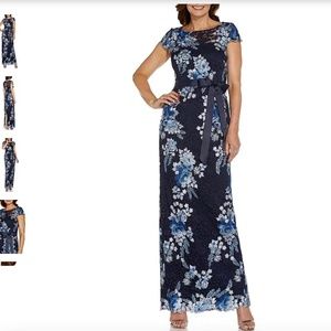 Adrianna Papell Embroidered Lace Gown